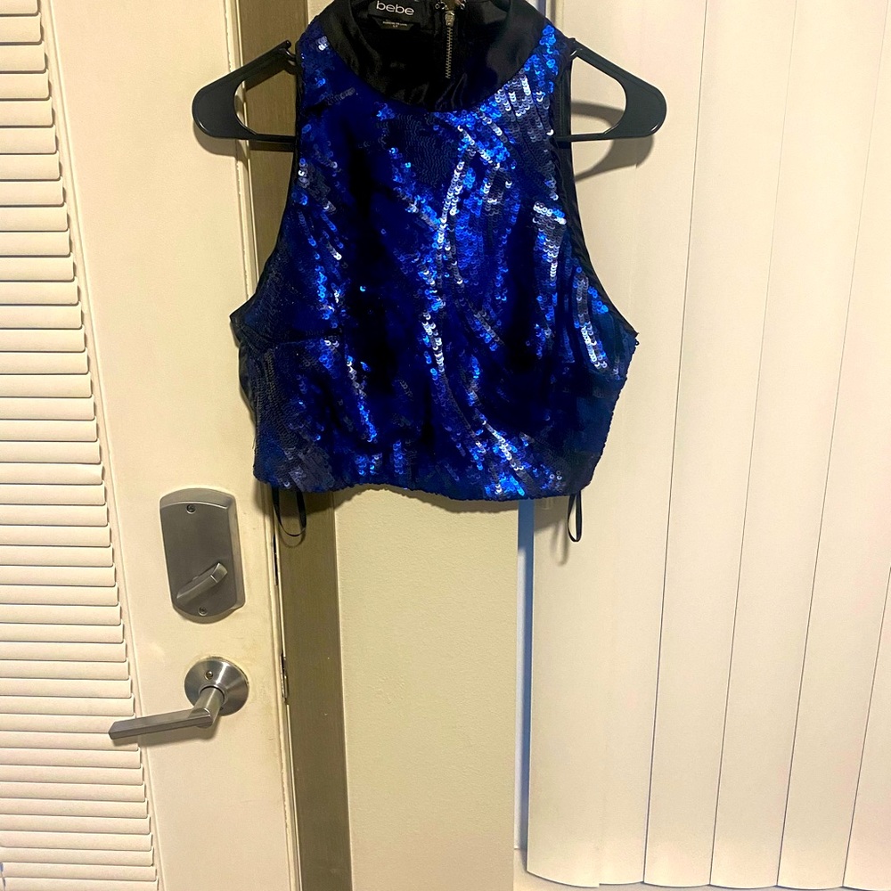 Bebe sequin front crop top..